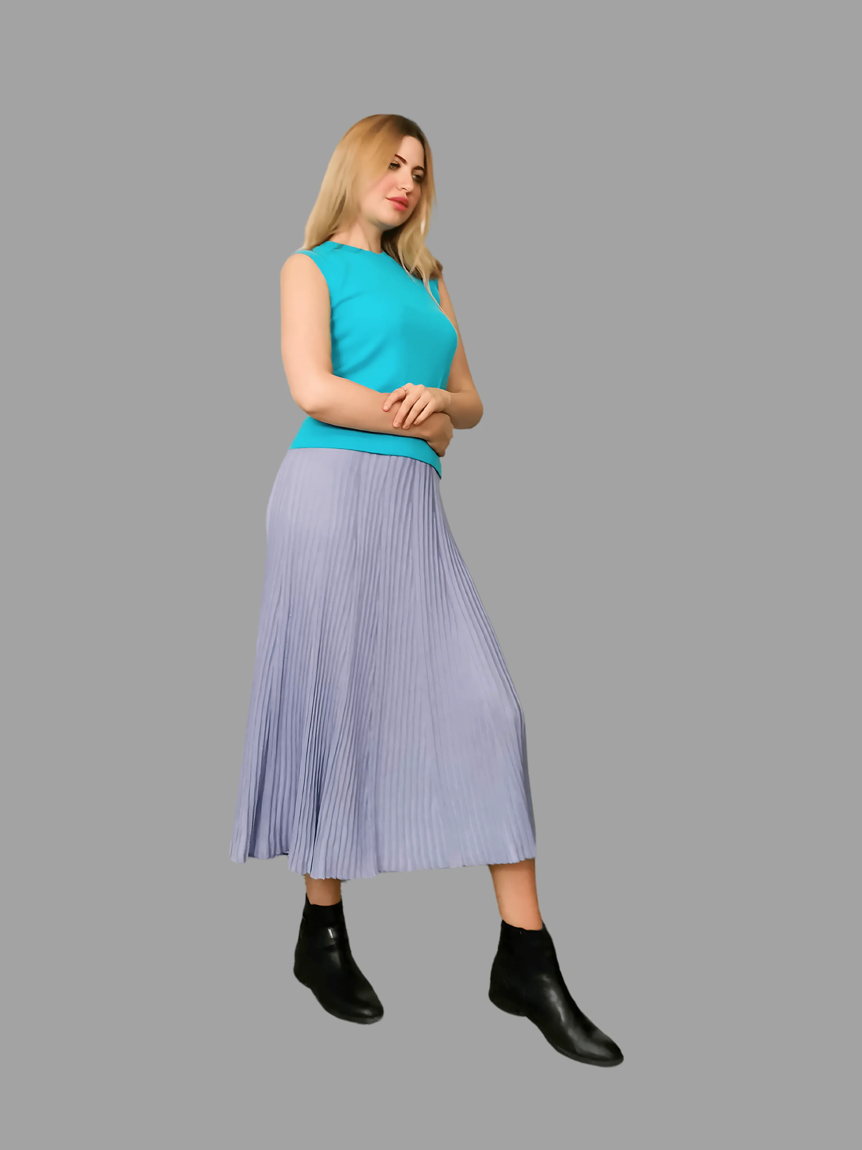 100% Cashmere Women's Knitwear Sleeveless Sweater Cashmere Vest Turquoise Blue