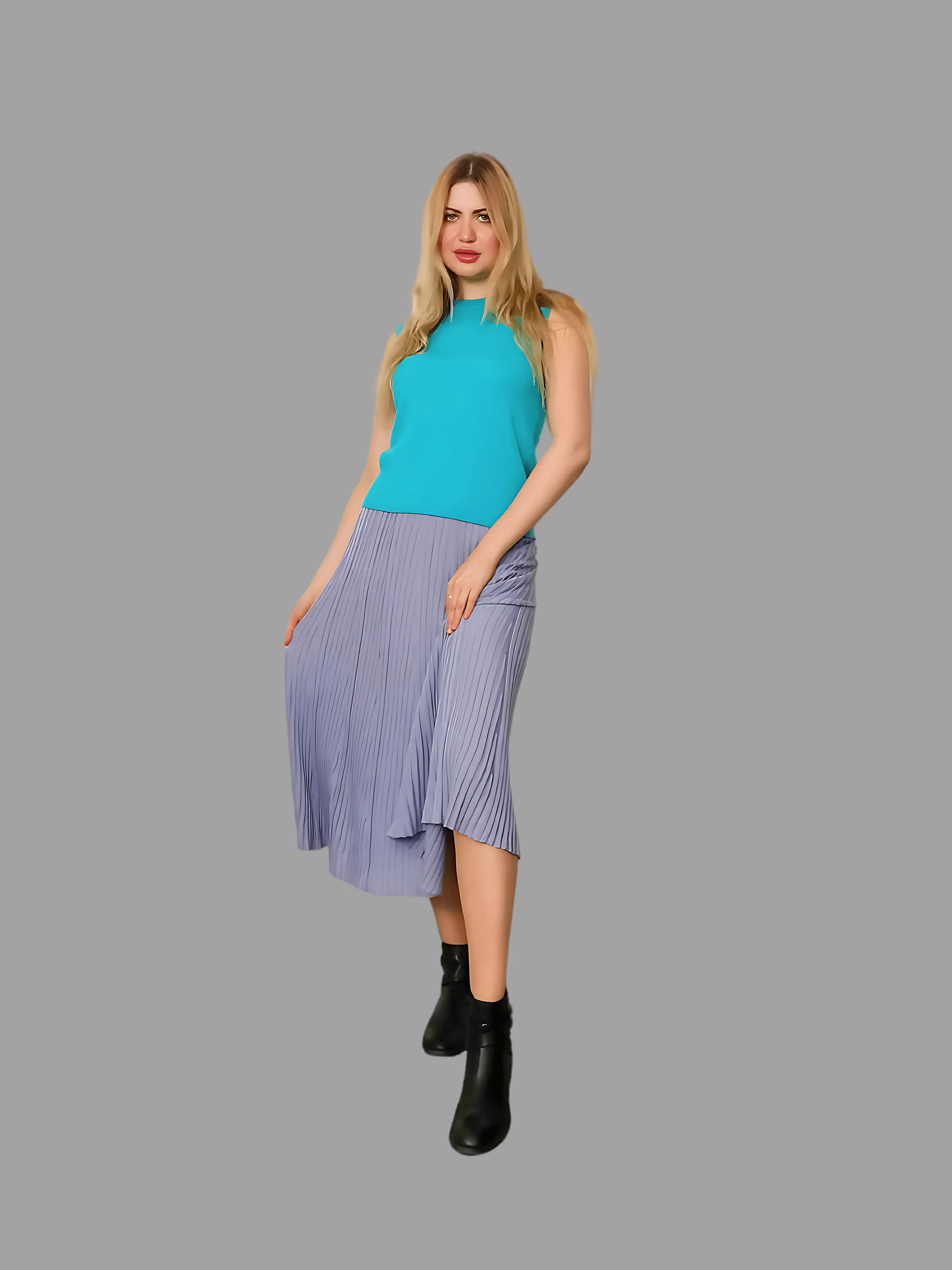 100% Cashmere Women's Knitwear Sleeveless Sweater Cashmere Vest Turquoise Blue