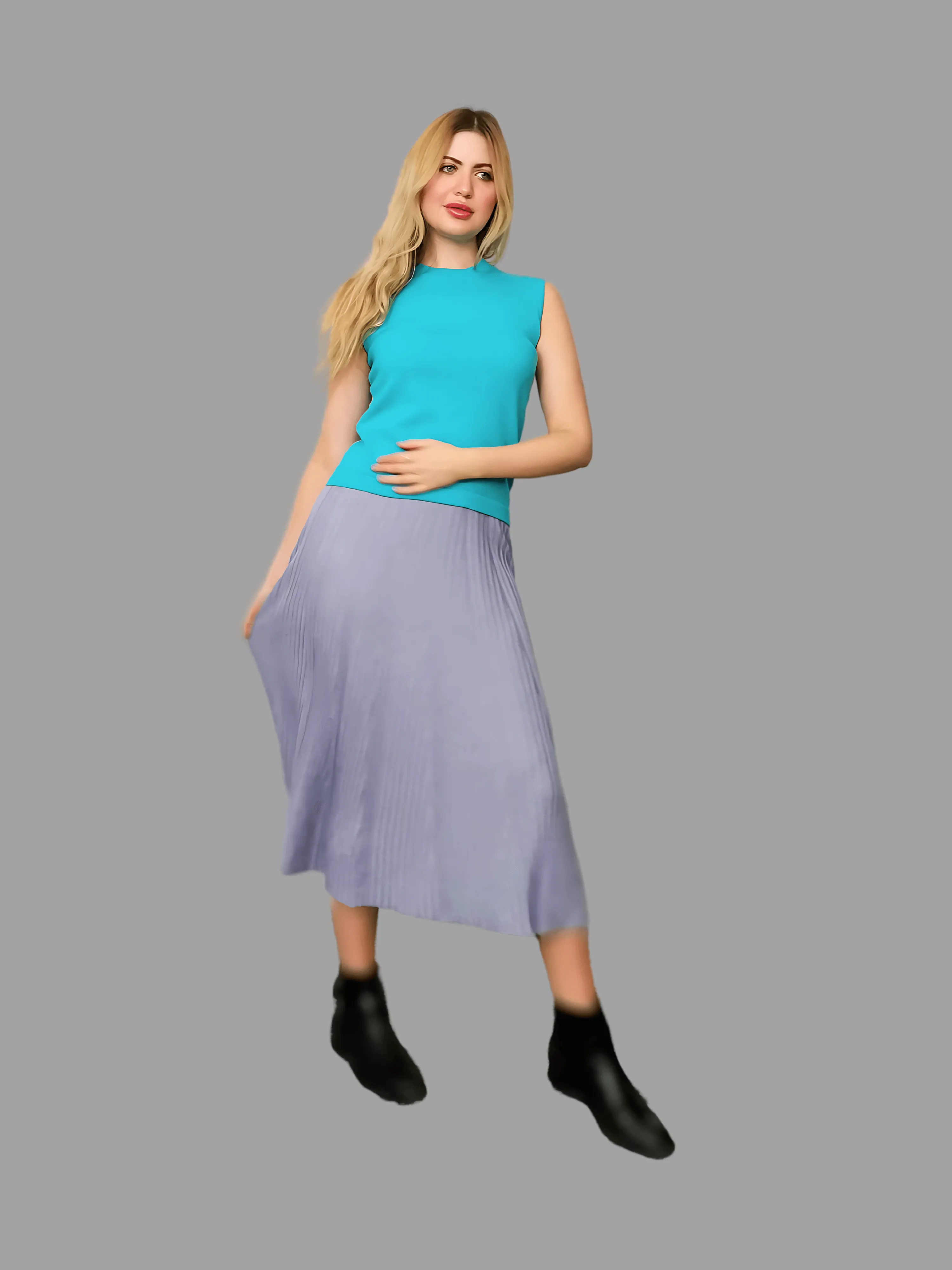 100% Cashmere Women's Knitwear Sleeveless Sweater Cashmere Vest Turquoise Blue