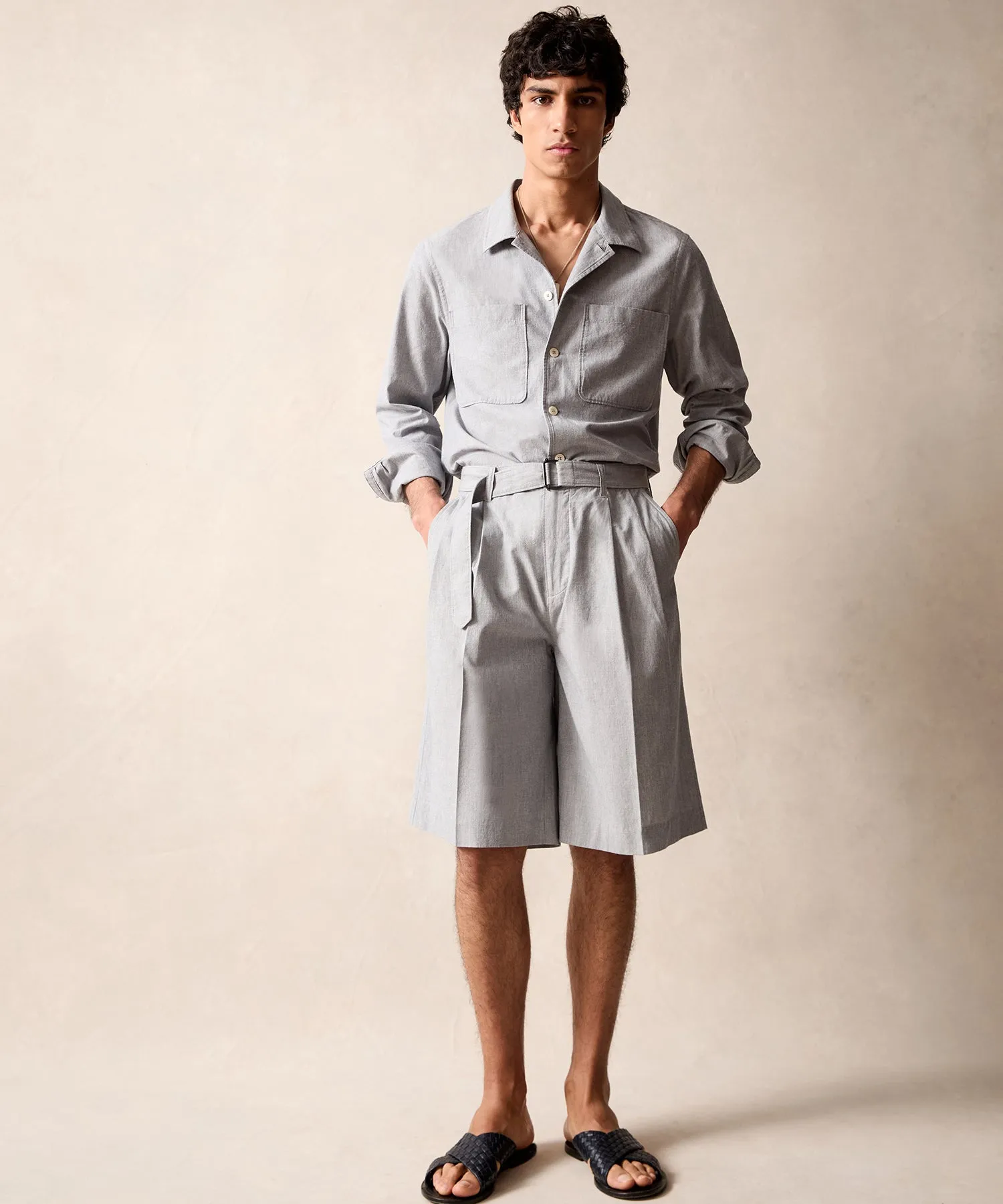 11" Japanese Belted Short in Light Grey