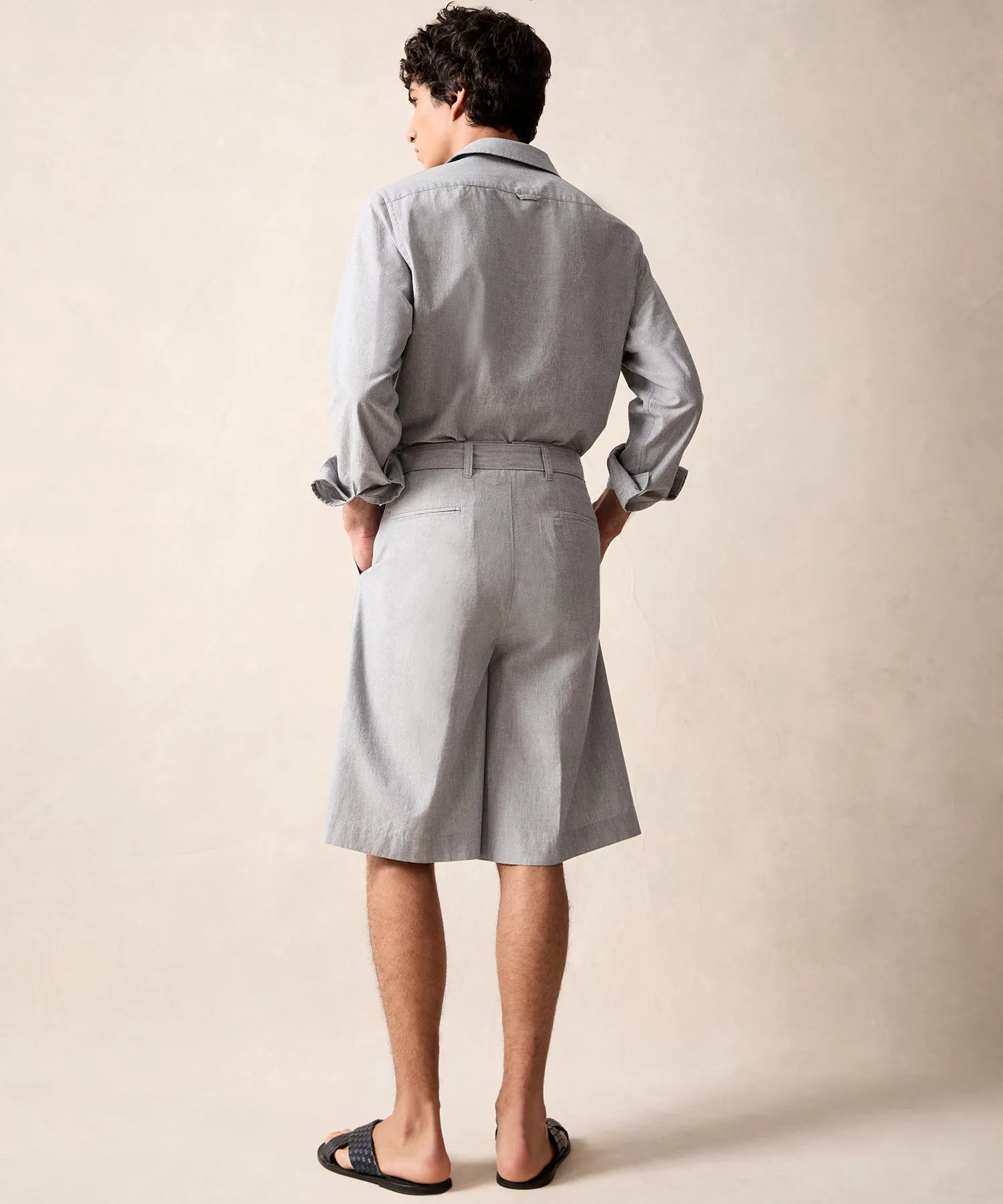 11" Japanese Belted Short in Light Grey