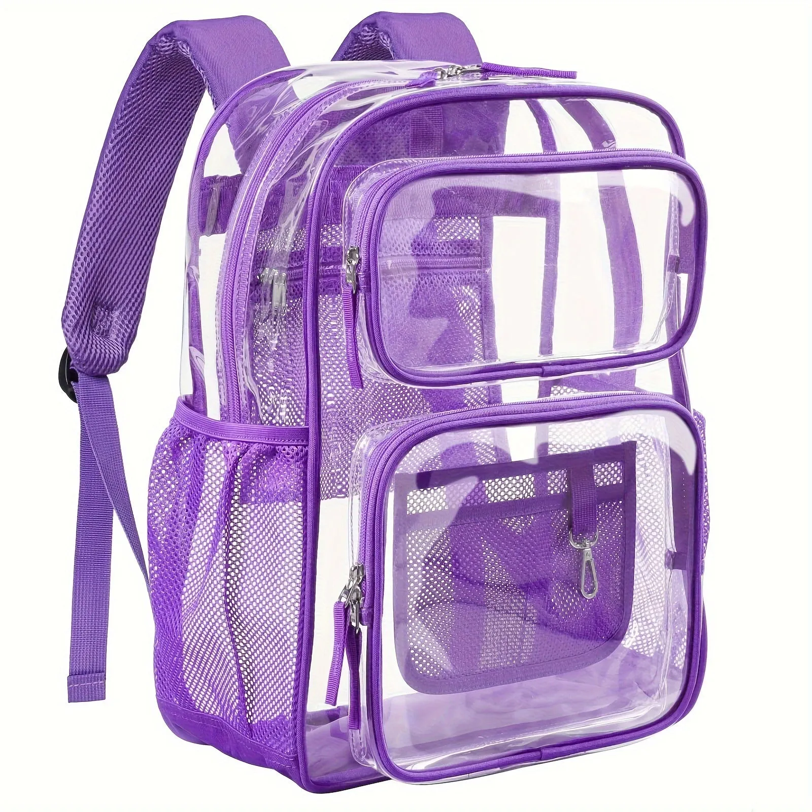 17 Durable Clear Backpack - Multi-pocket PVC Transparency for School, College, Work & Travel - Water-Resistant, Stylish & Convenient