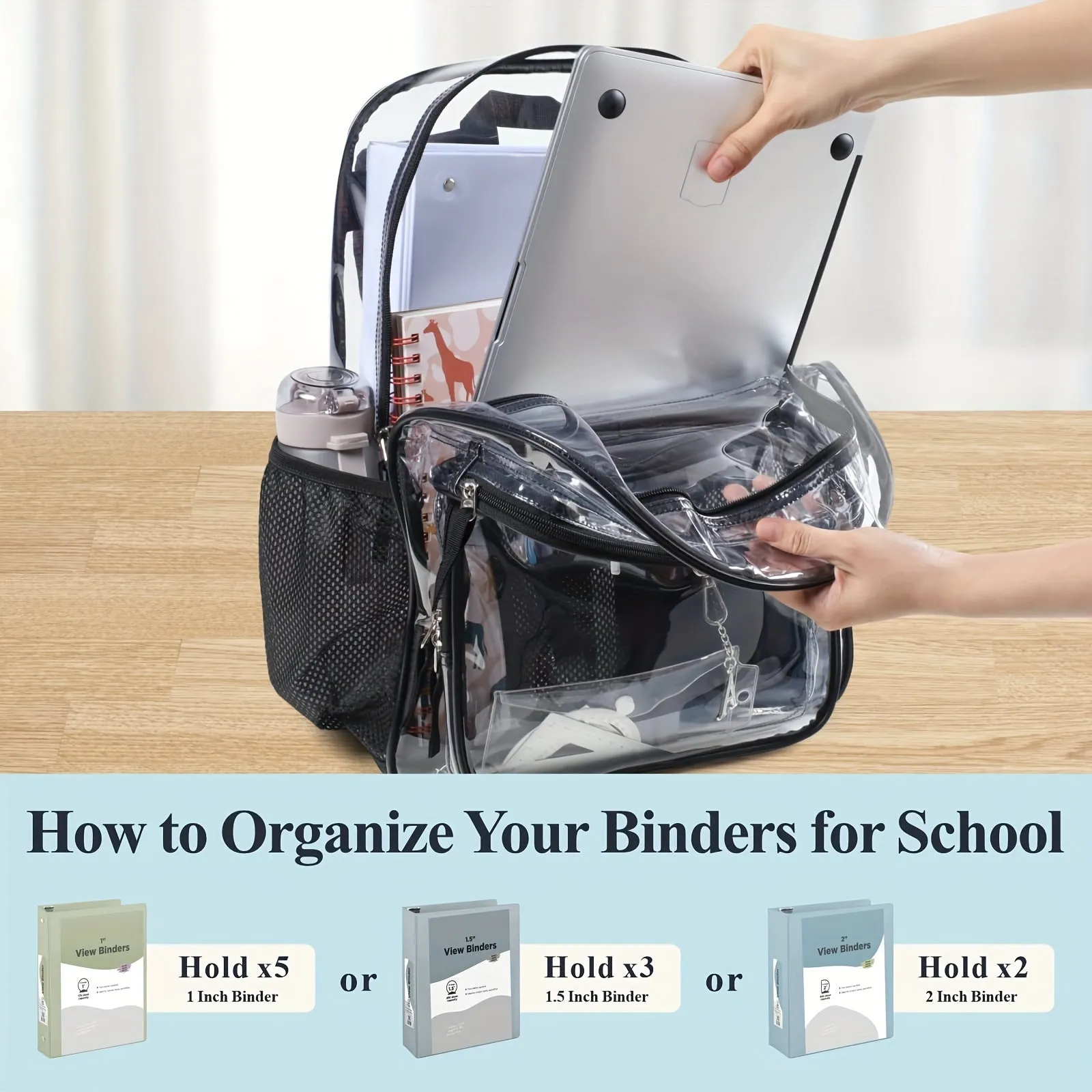 17 Durable Clear Backpack - Multi-pocket PVC Transparency for School, College, Work & Travel - Water-Resistant, Stylish & Convenient