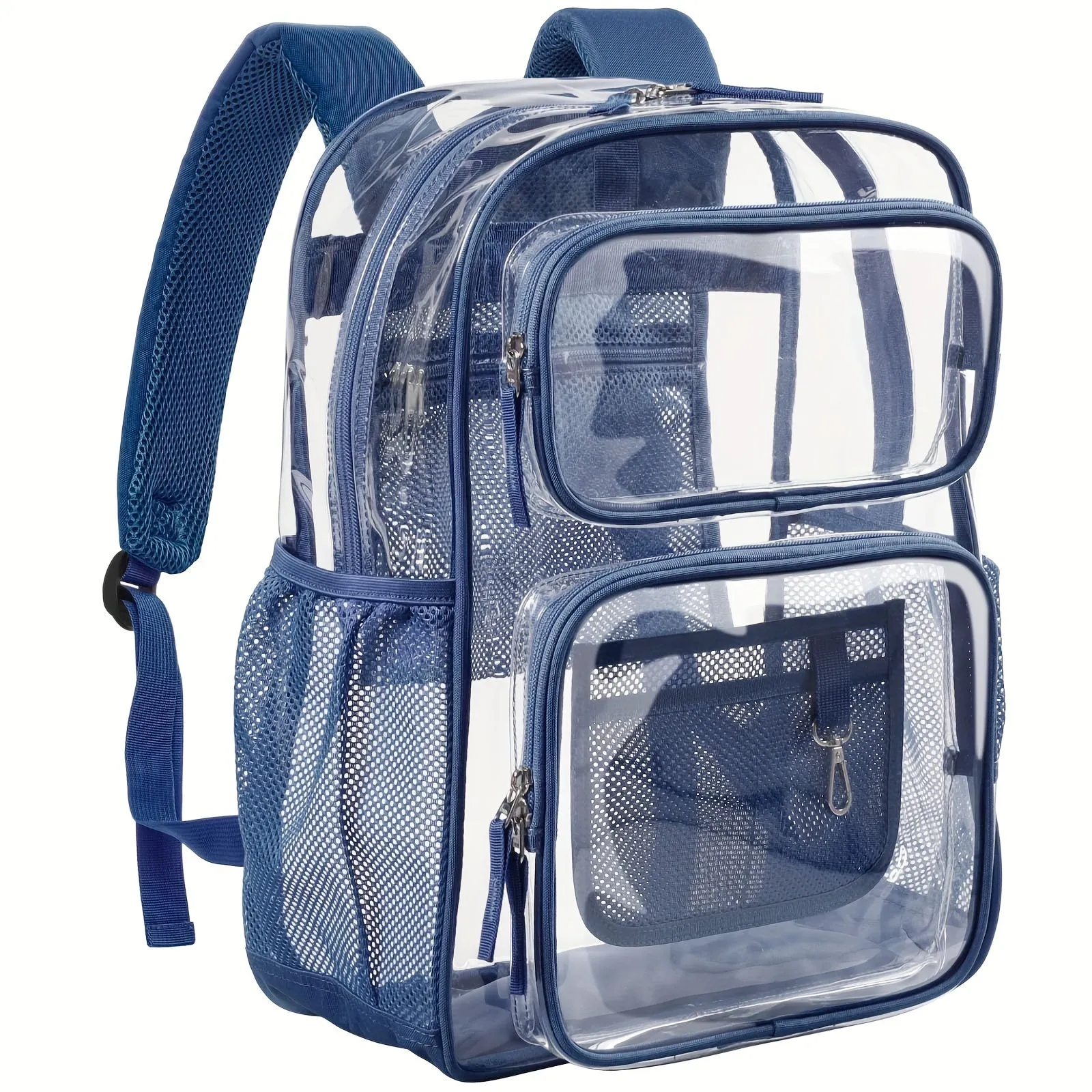 17 Durable Clear Backpack - Multi-pocket PVC Transparency for School, College, Work & Travel - Water-Resistant, Stylish & Convenient