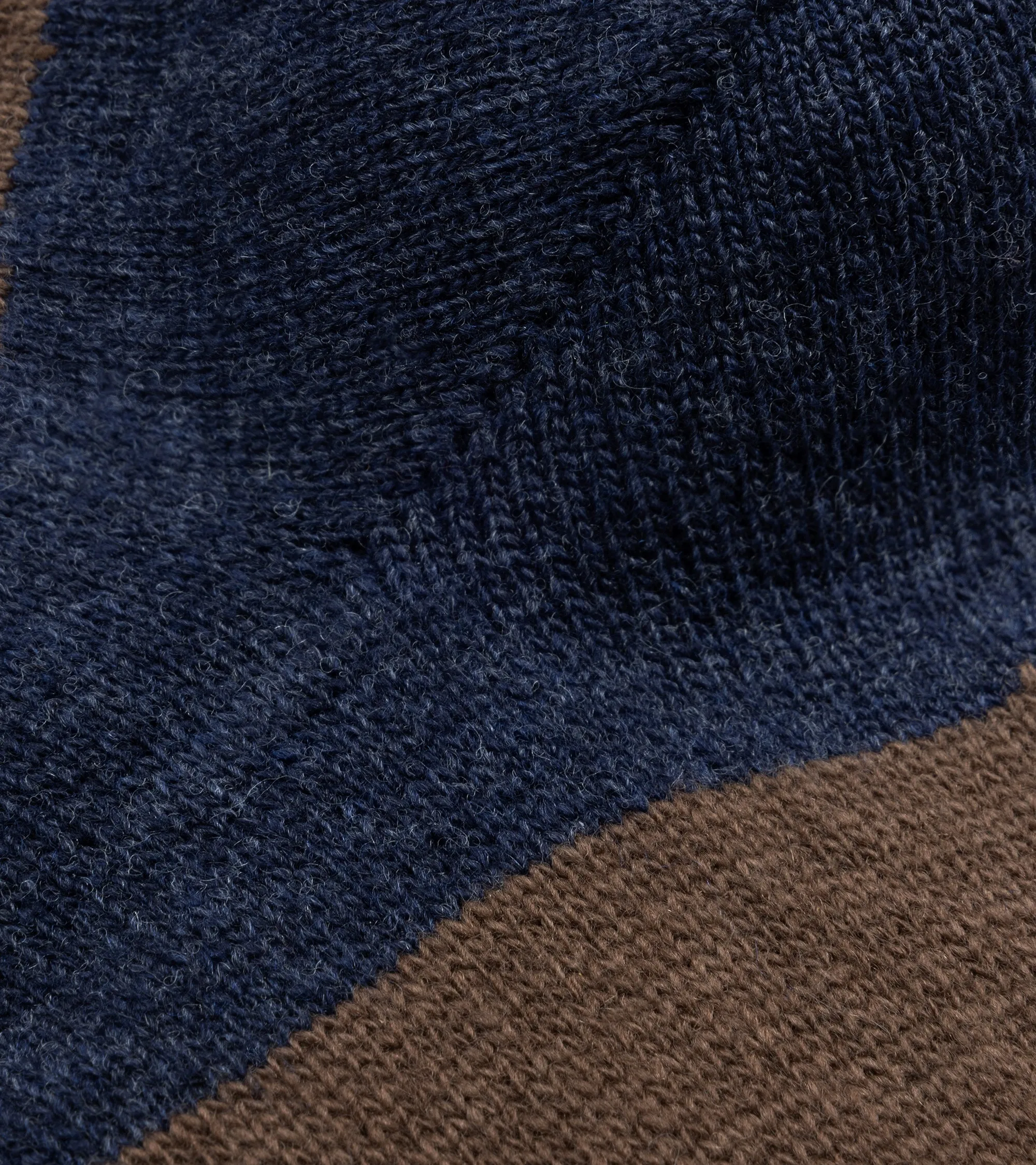 Anonymous Ism Wool Cashmere Striped Crew Socks: Blue/Brown