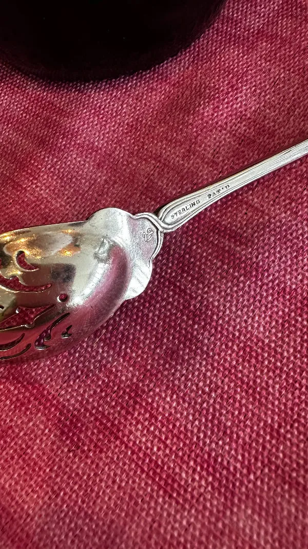 Antique Absinthe Spoon, Olive Spoon, Sterling Silver, Pussy Willow Handle, Reticulated, Hallmarked