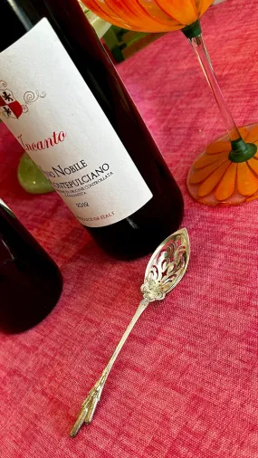 Antique Absinthe Spoon, Olive Spoon, Sterling Silver, Pussy Willow Handle, Reticulated, Hallmarked