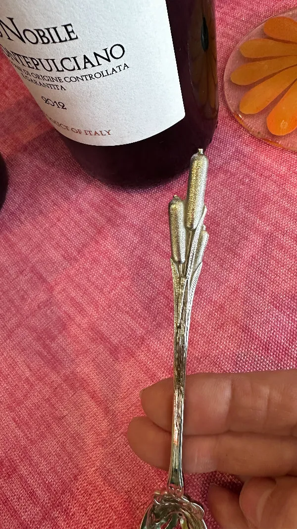 Antique Absinthe Spoon, Olive Spoon, Sterling Silver, Pussy Willow Handle, Reticulated, Hallmarked