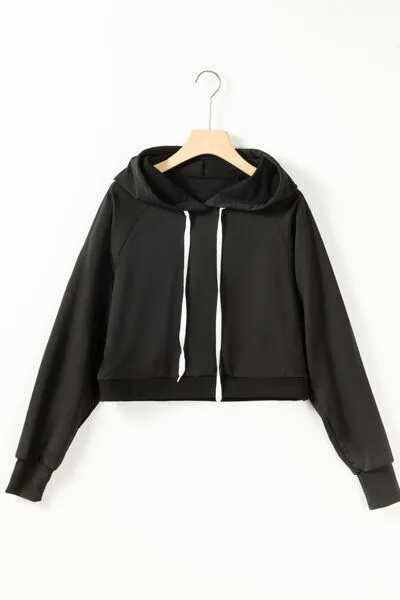Aspen Drawstring Hoodie and Pocketed Pants Set - Black
