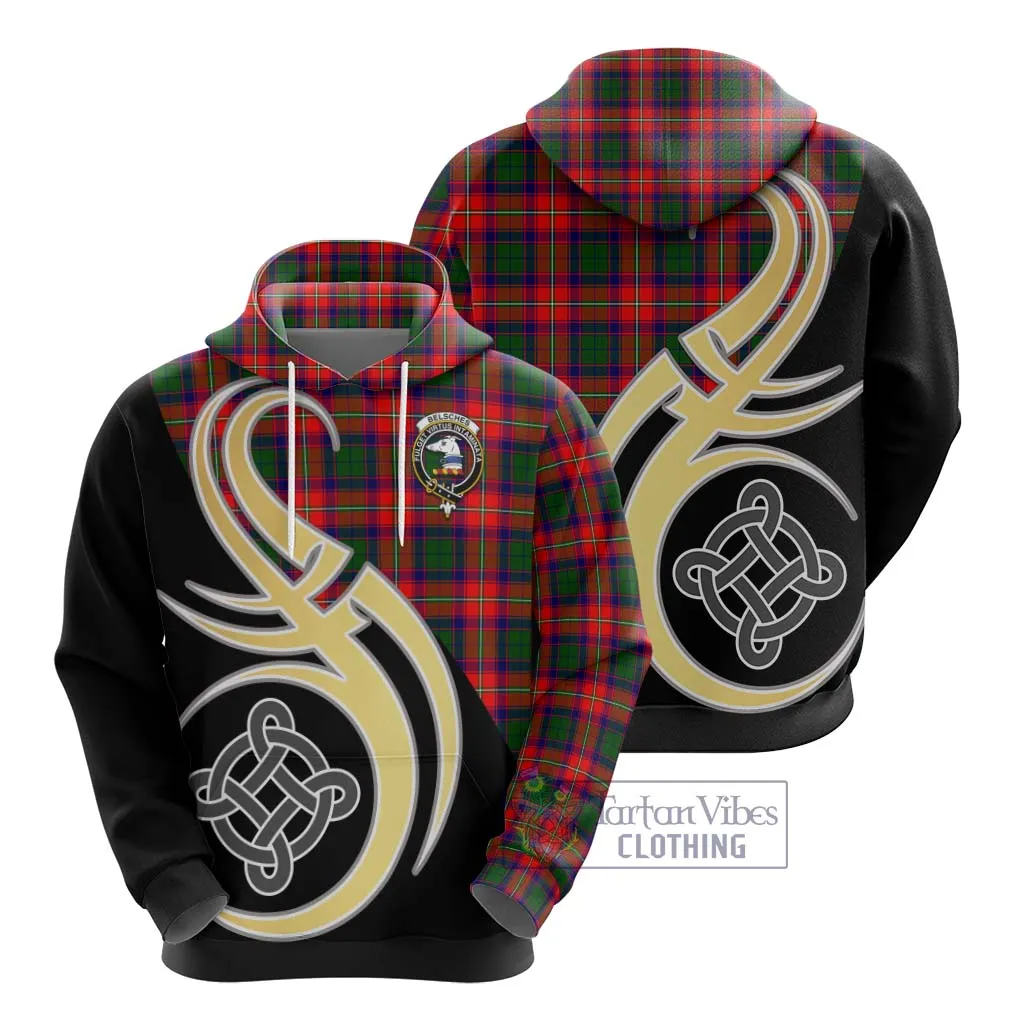 Belsches Tartan Hoodie with Family Crest and Celtic Symbol Style