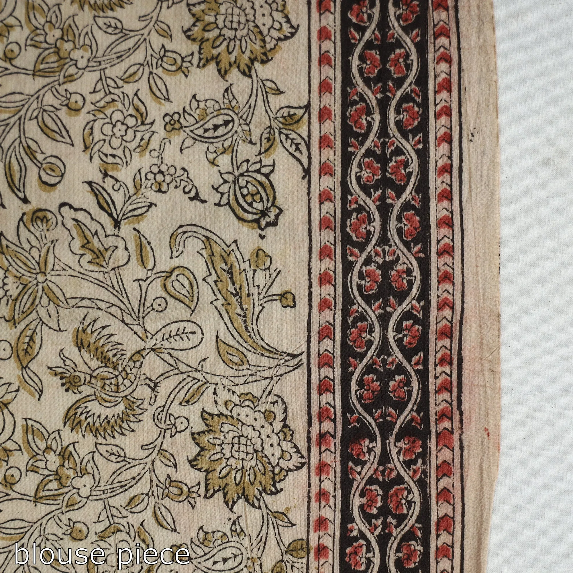 Black - Pedana Block Print Cotton Kalamkari Saree 01