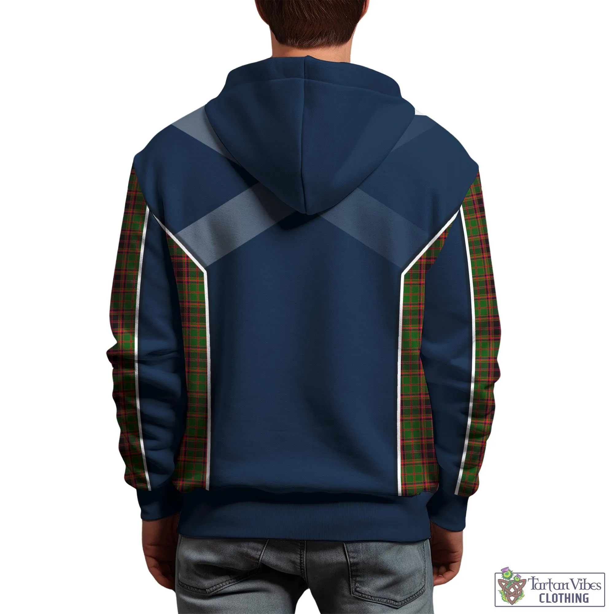Buchan Tartan Hoodie with Family Crest and Lion Rampant Vibes Sport Style