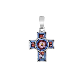 CROSS PENDANT - MICROMOSAIC JEWELRY - SILVER