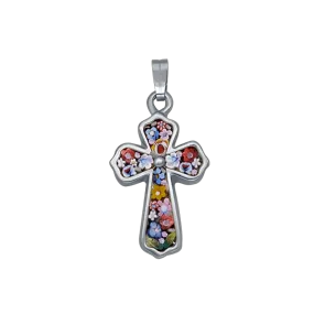 CROSS PENDANT - MICROMOSAIC JEWELRY - SILVER