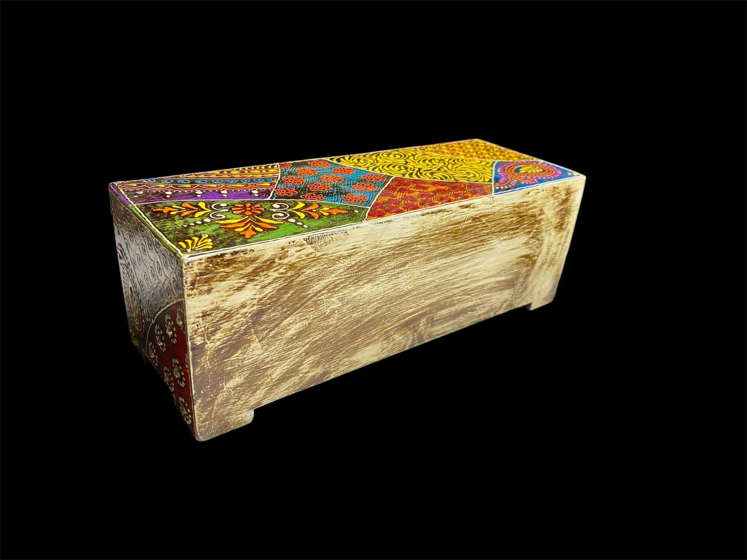 Decorative Painted Long Box With Two Drawers