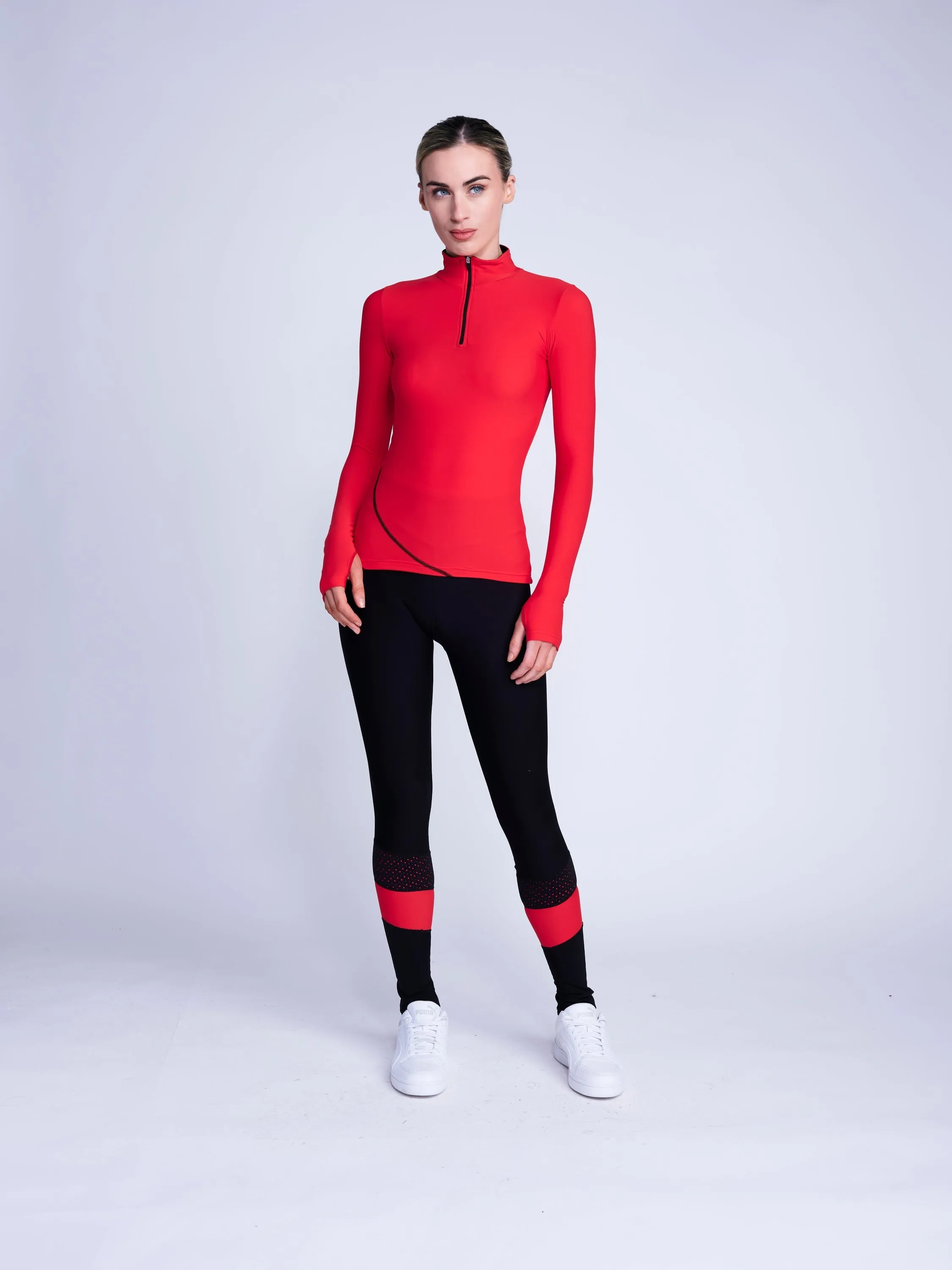Desire Half-Zip Top in Red