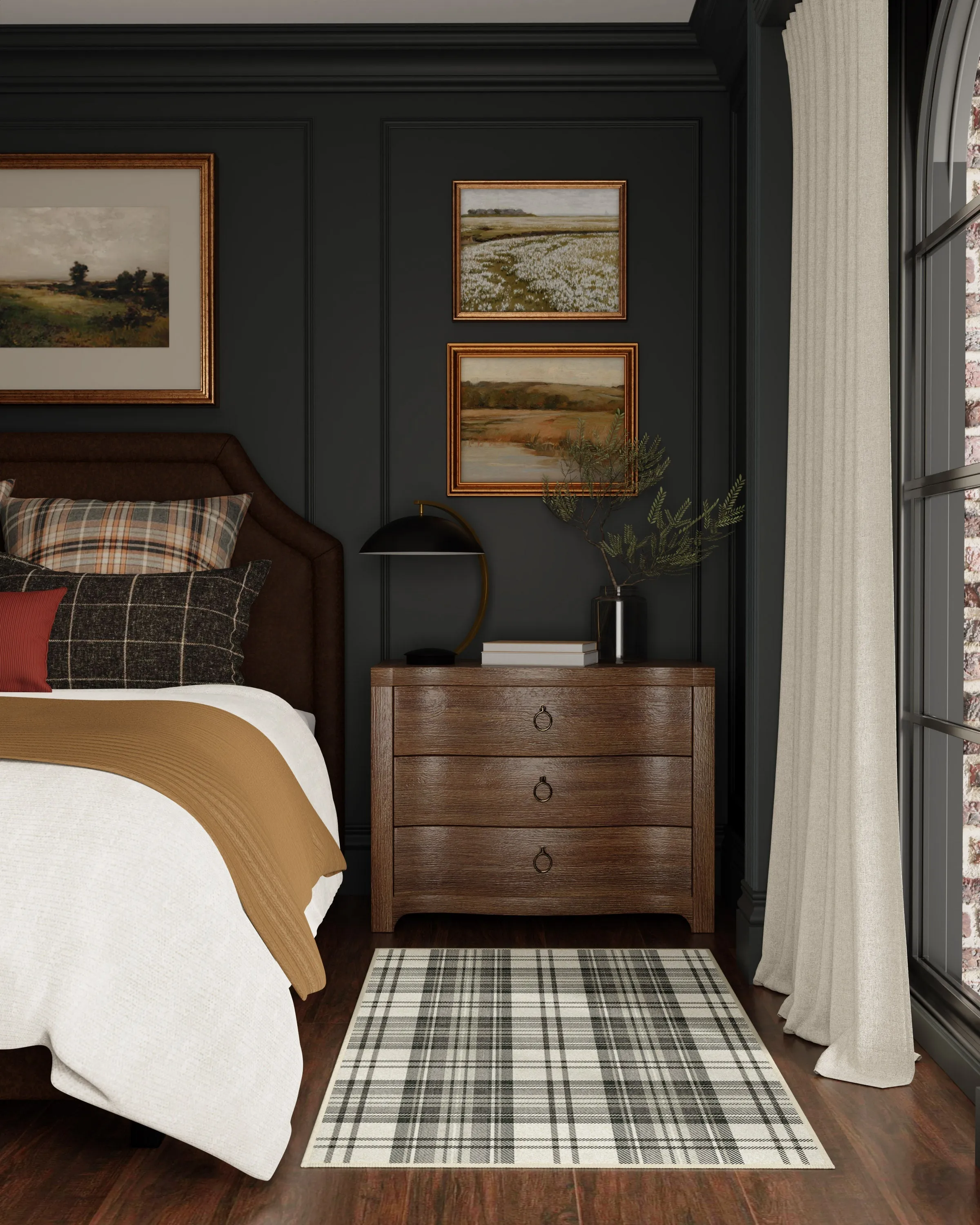 Dress Stewart Tartan Black & Ivory Tufted Rug