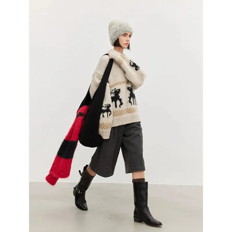 Elk Jacquard Wool Sweater