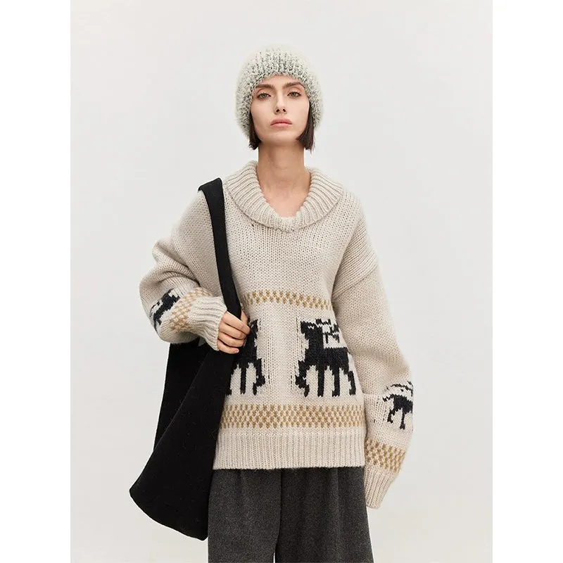 Elk Jacquard Wool Sweater