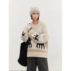 Elk Jacquard Wool Sweater