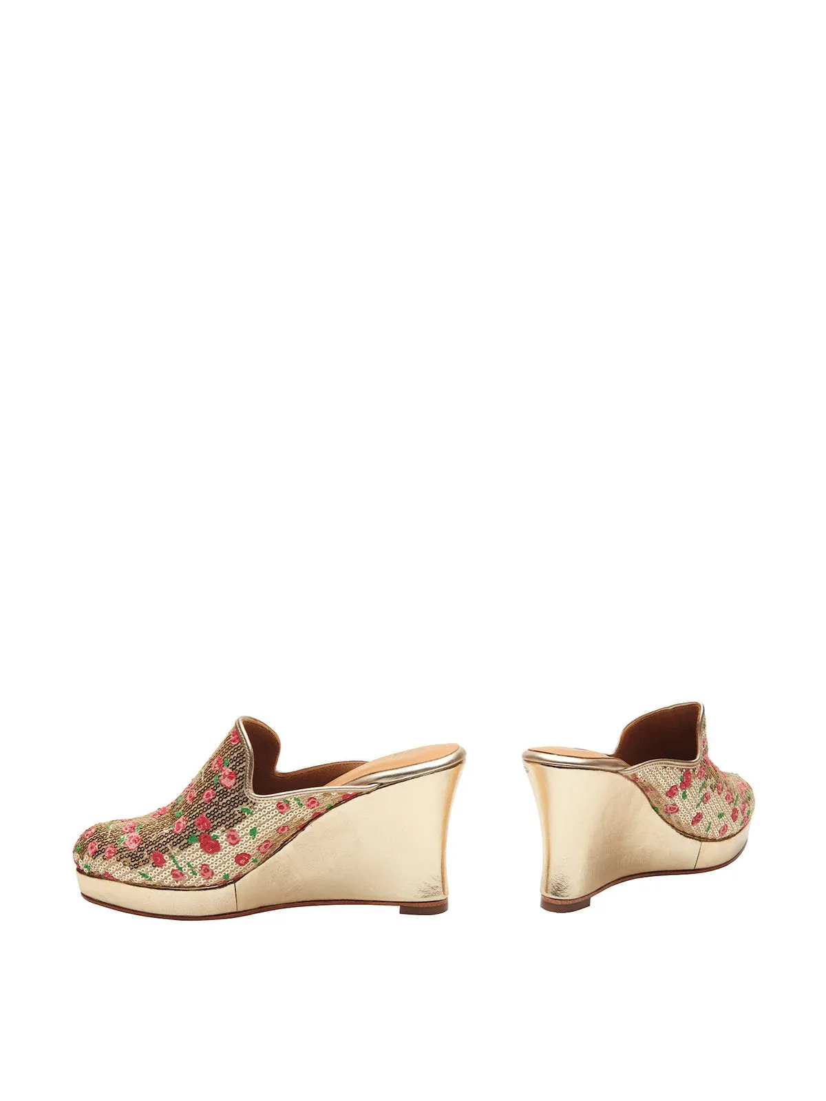 Floral Sequinned Babouche Platforms