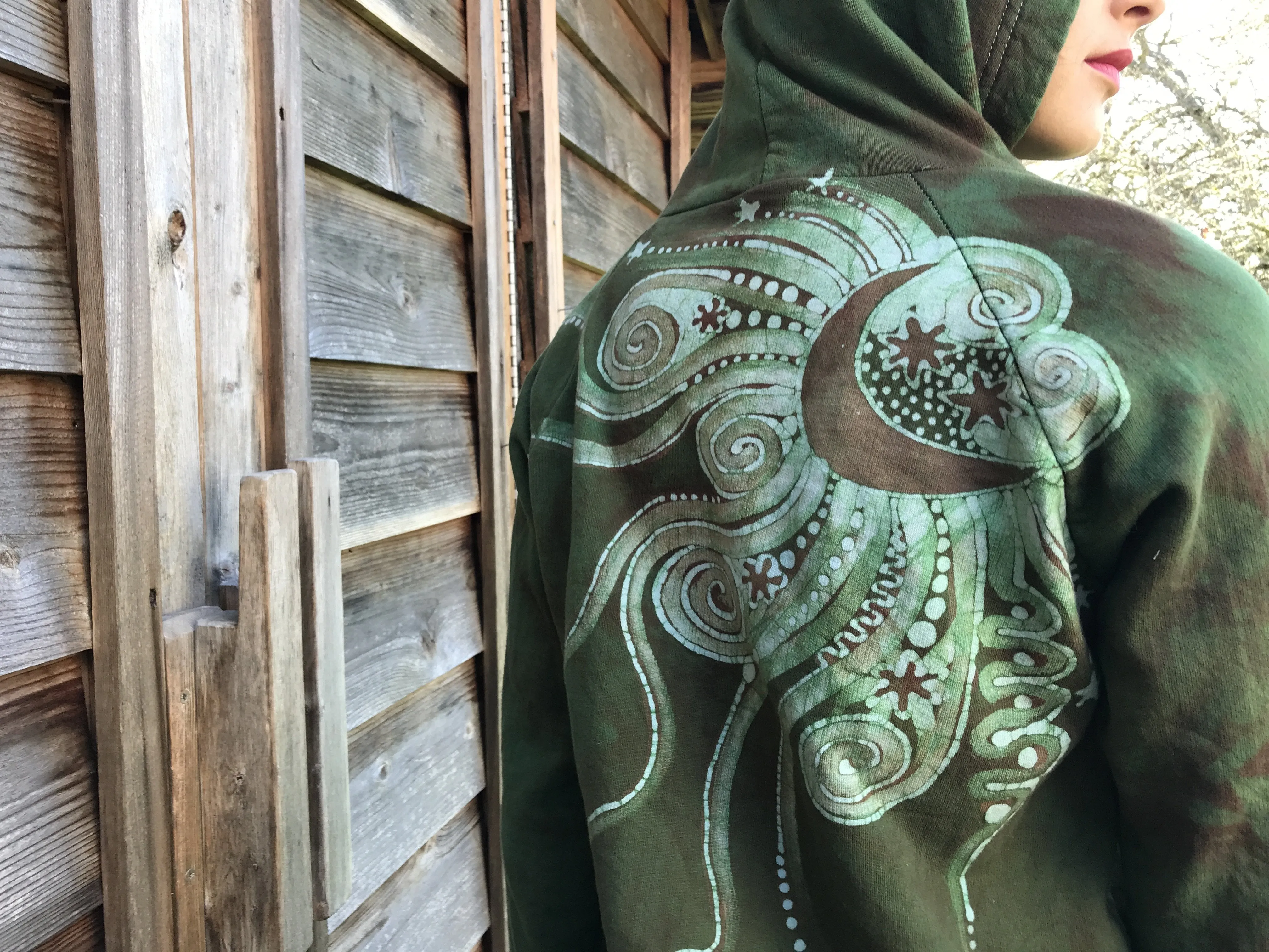 Green Tree and Sun Organic Cotton Batikwalla Hoodie