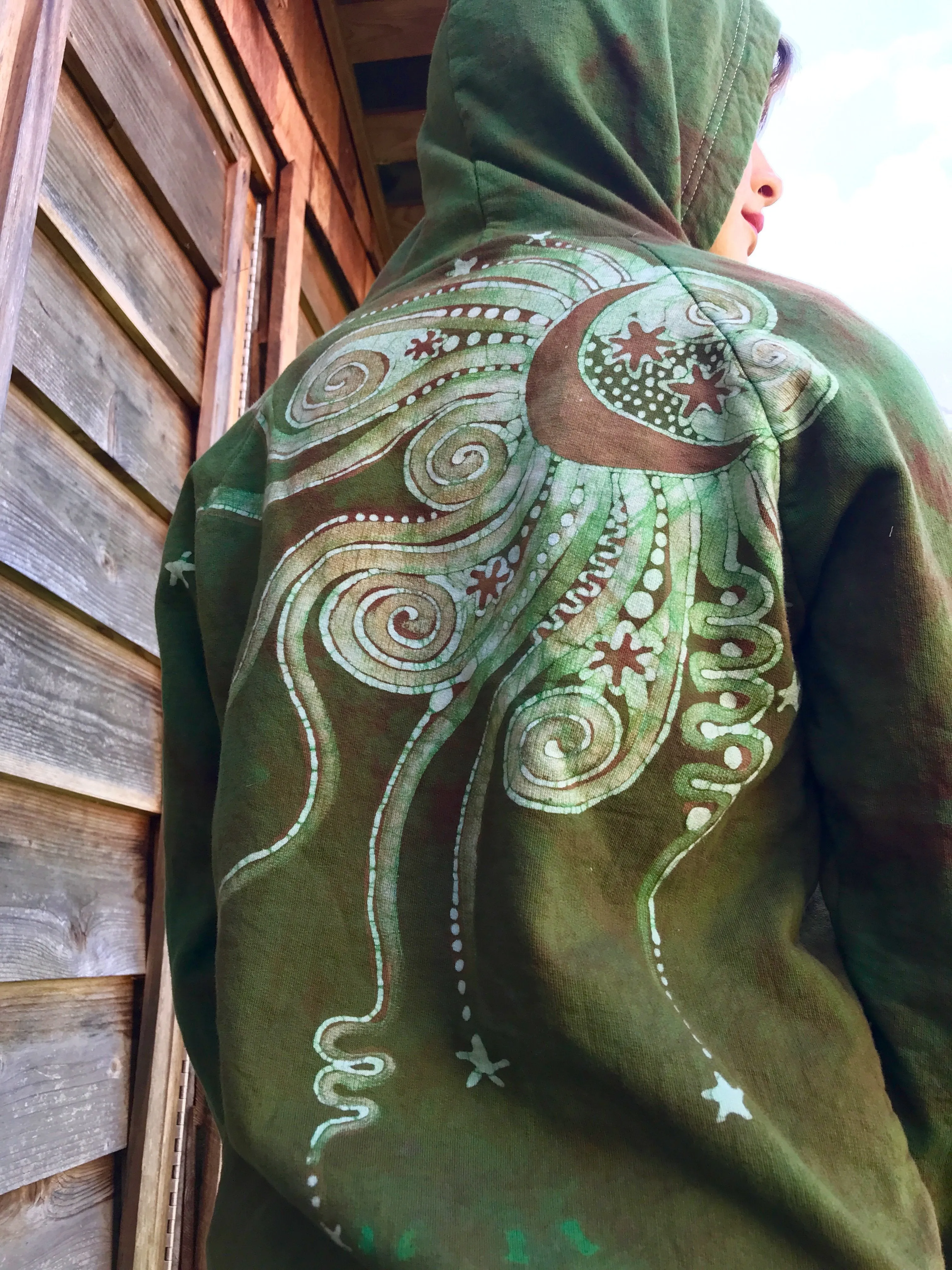 Green Tree and Sun Organic Cotton Batikwalla Hoodie