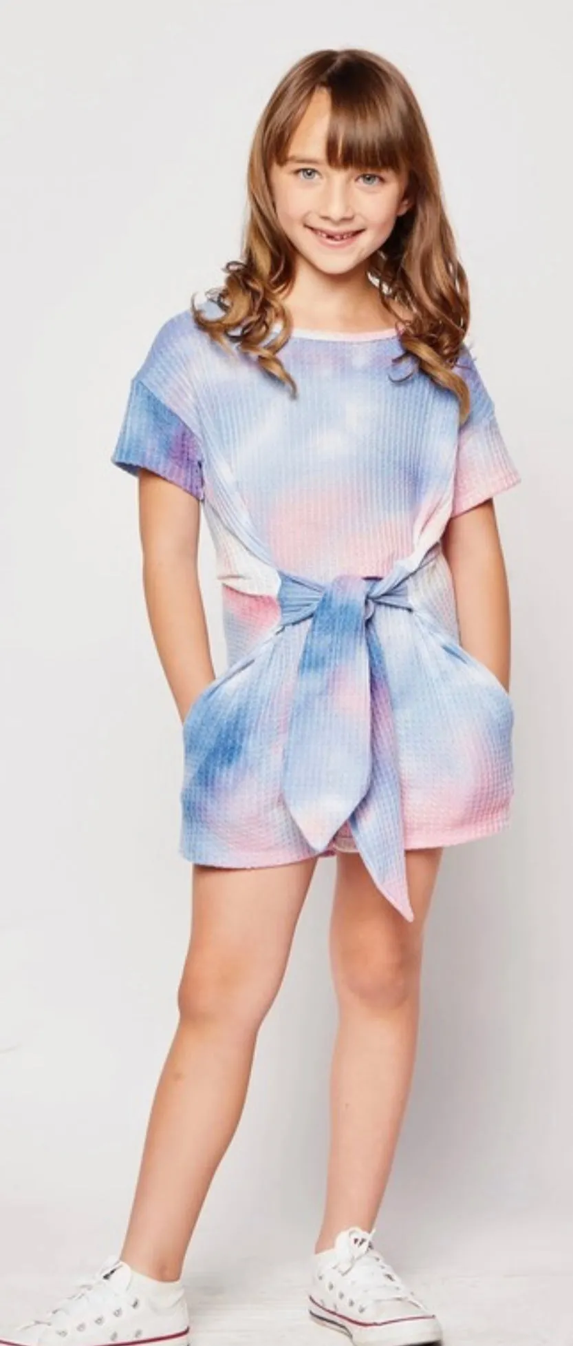 Kids Waffle tie dye romper