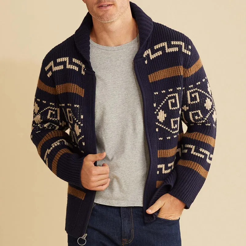 LONG SLEEVED SLIM FIT JACQUARD KNITTED SWEATER