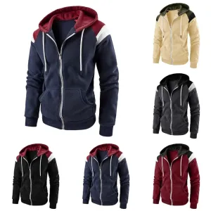 Mens Zipped Up Hoodie with Shoulder Details