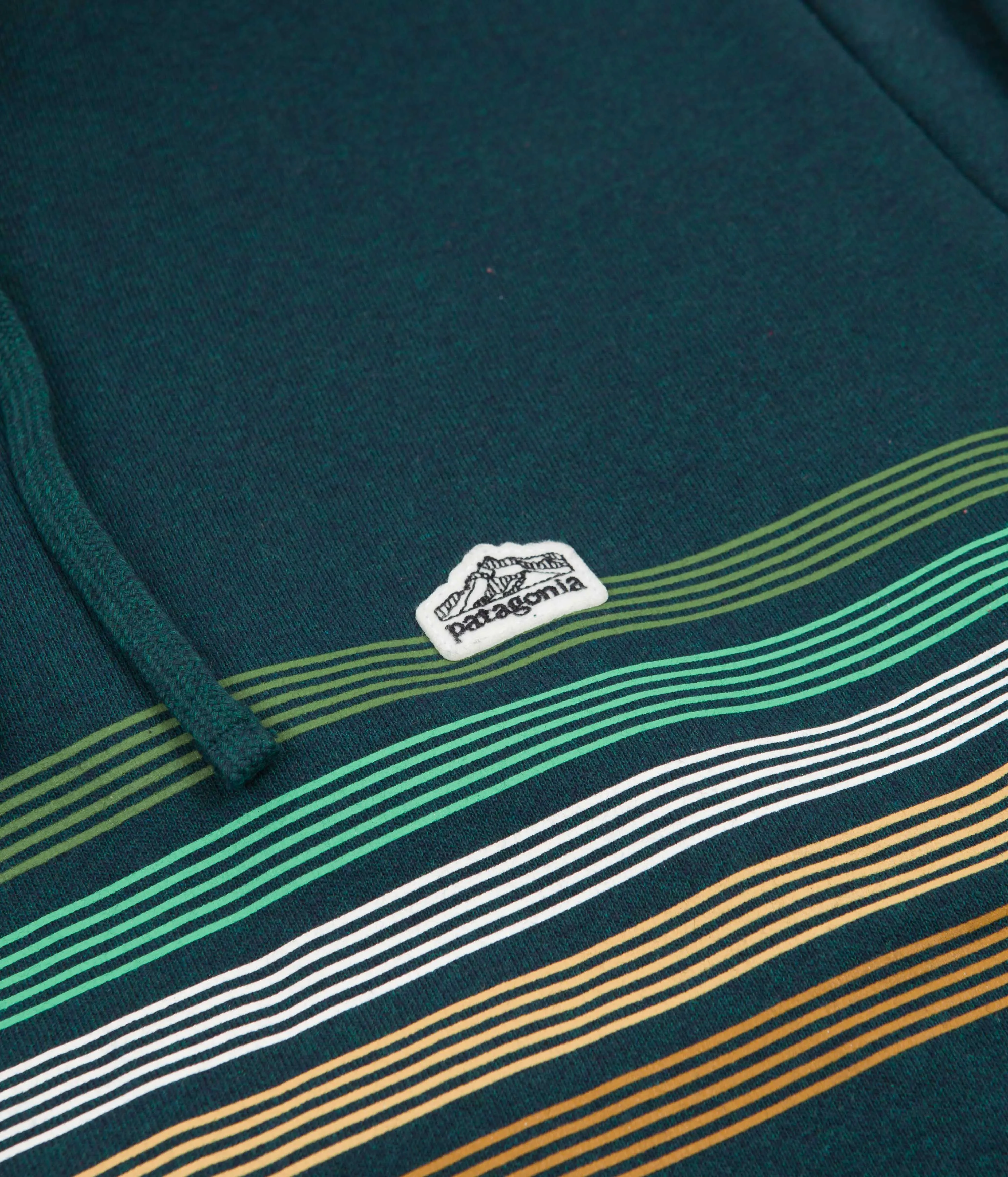 Patagonia Line Logo Ridge Stripe Uprisal Hoodie - Dark Borealis Green