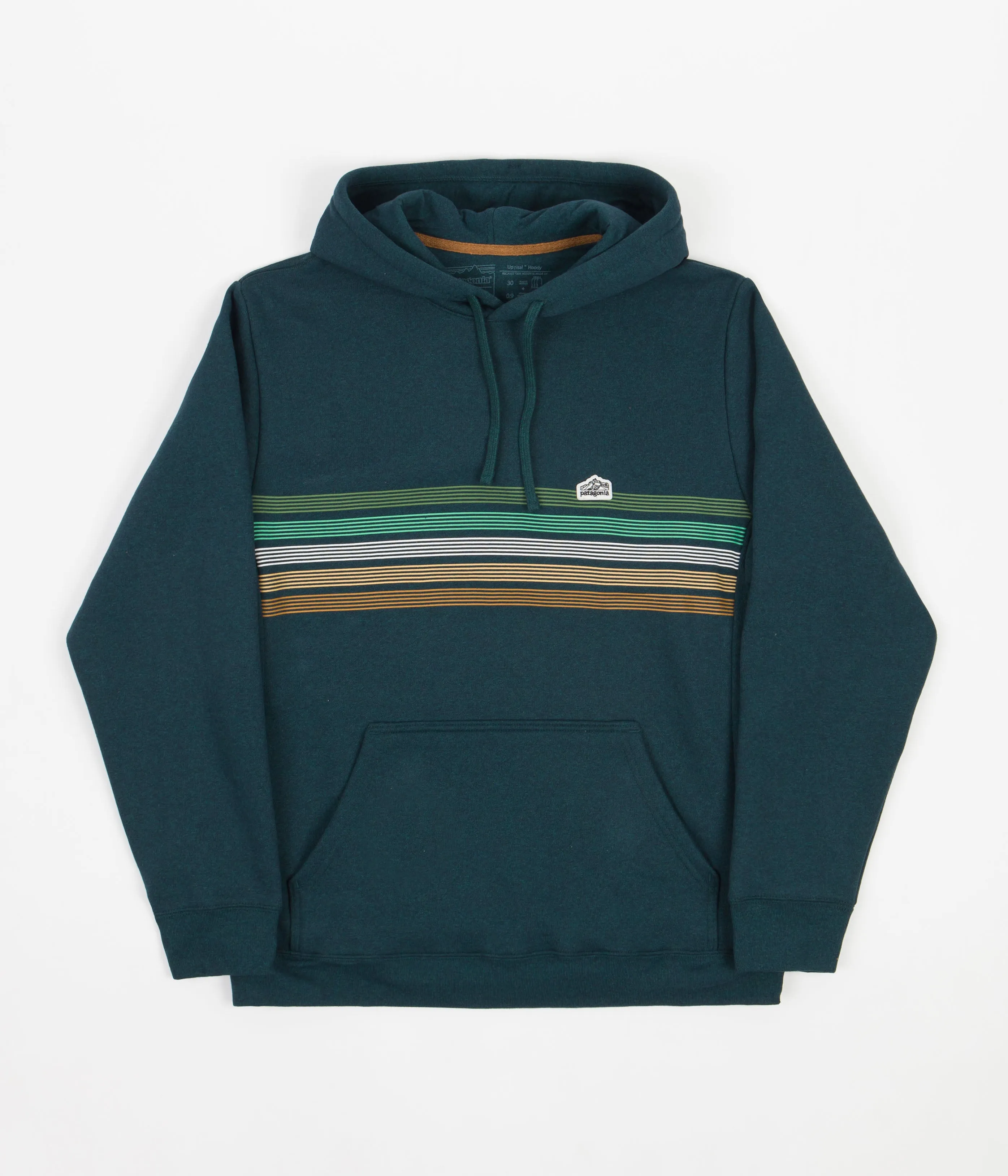 Patagonia Line Logo Ridge Stripe Uprisal Hoodie - Dark Borealis Green