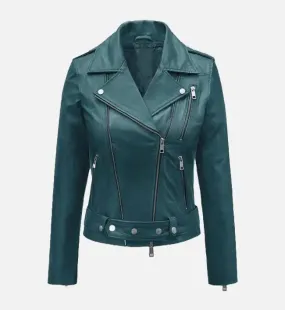 Prussian Blue Washed Wax Leather Jacket