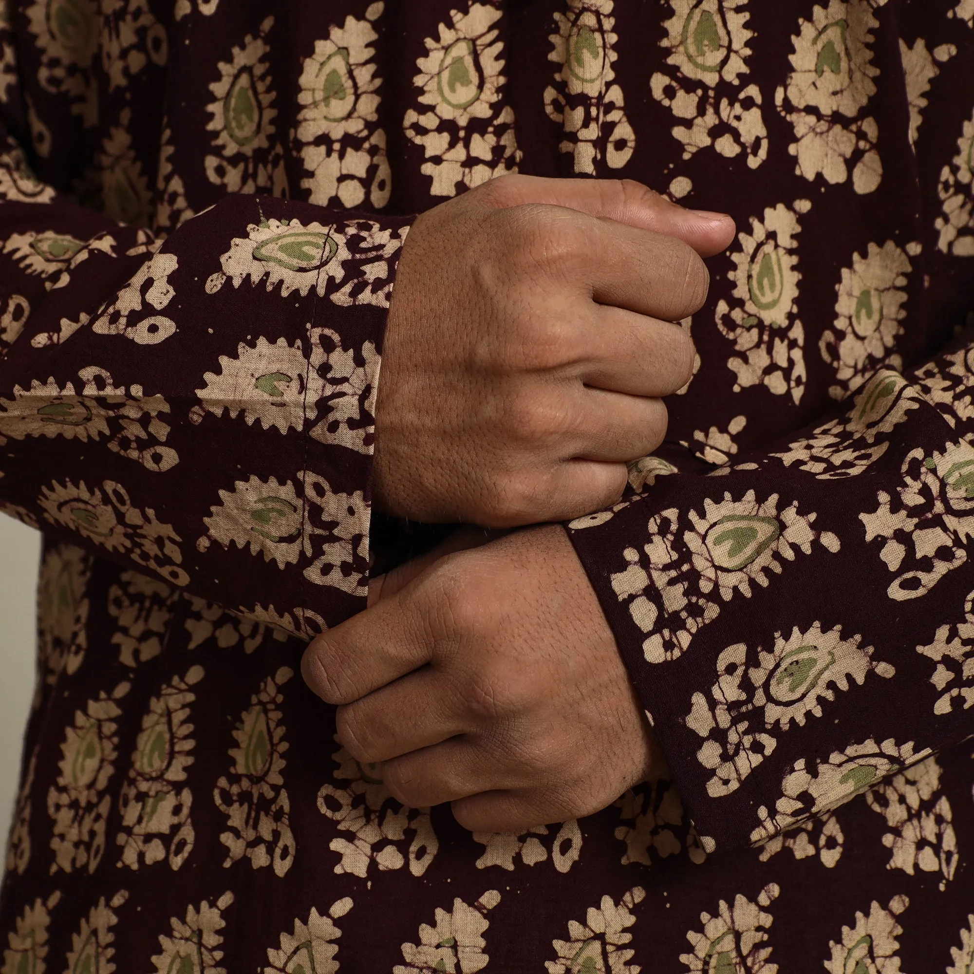 Pure Cotton Men Long Batik Print Kurta 09