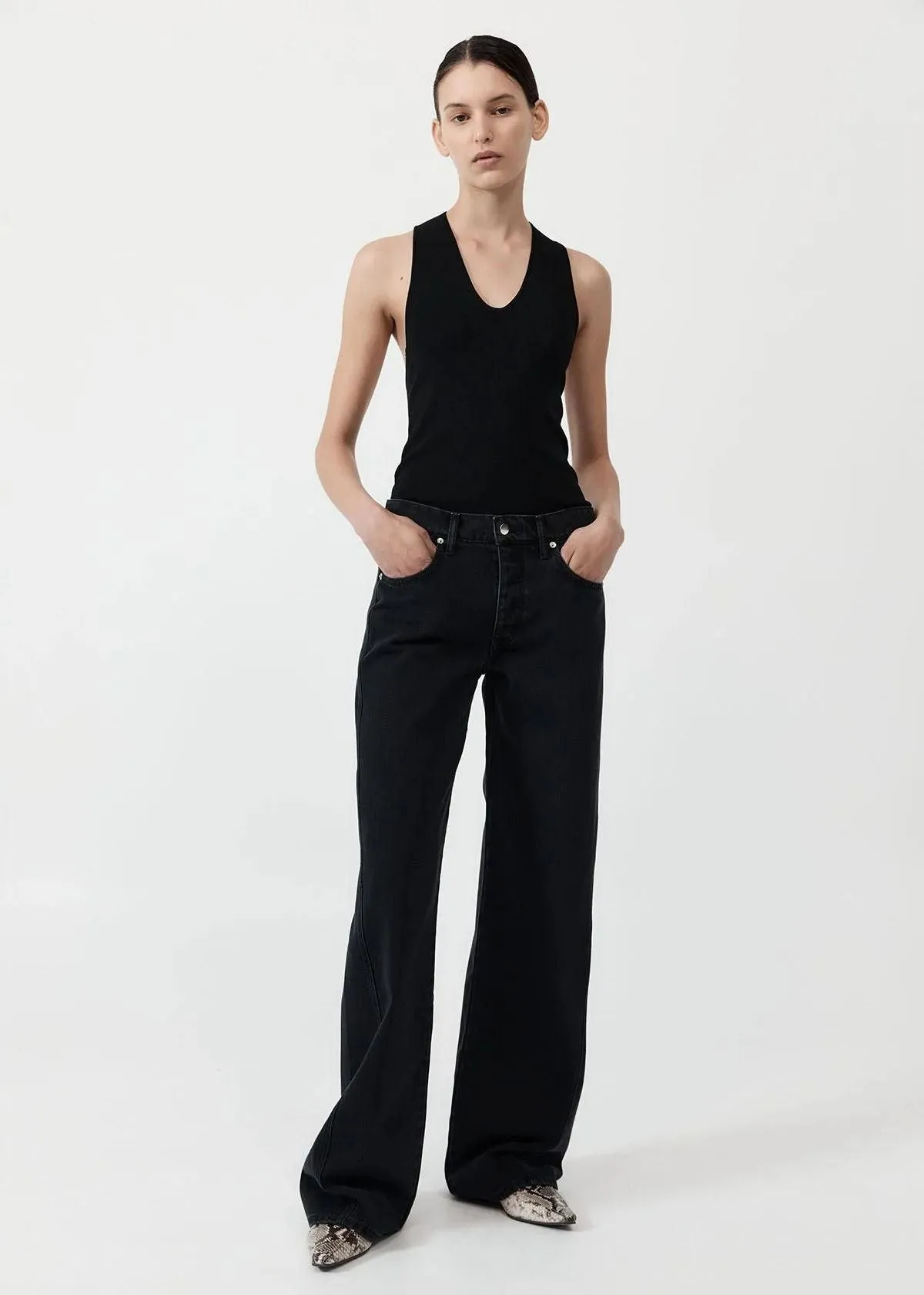 ST. AGNI Punge Neck Knit Top - Black