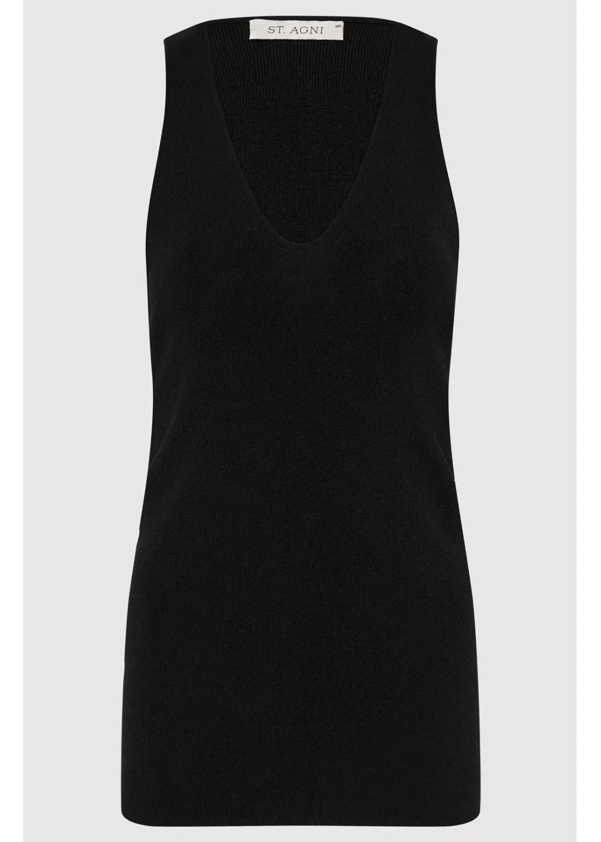 ST. AGNI Punge Neck Knit Top - Black