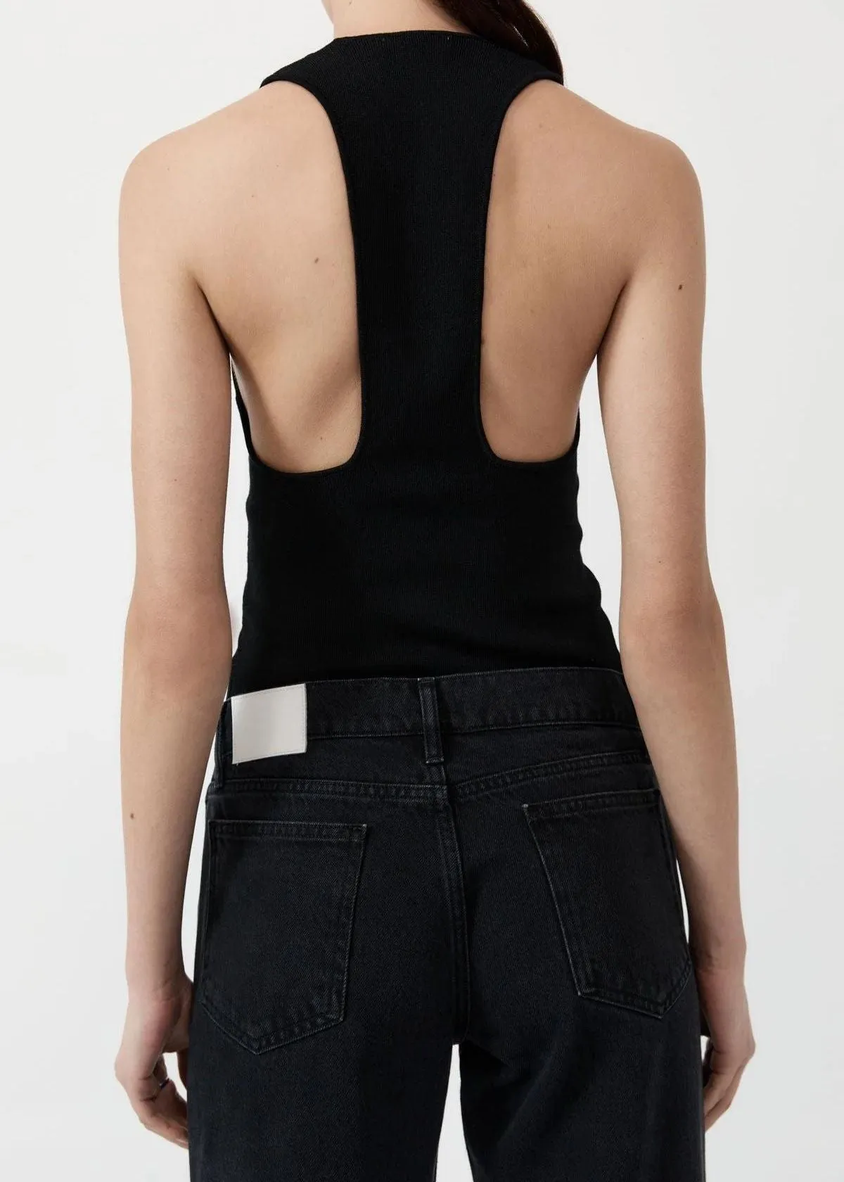 ST. AGNI Punge Neck Knit Top - Black