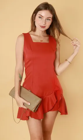 TAFFY Ruffled Romper (Rust)