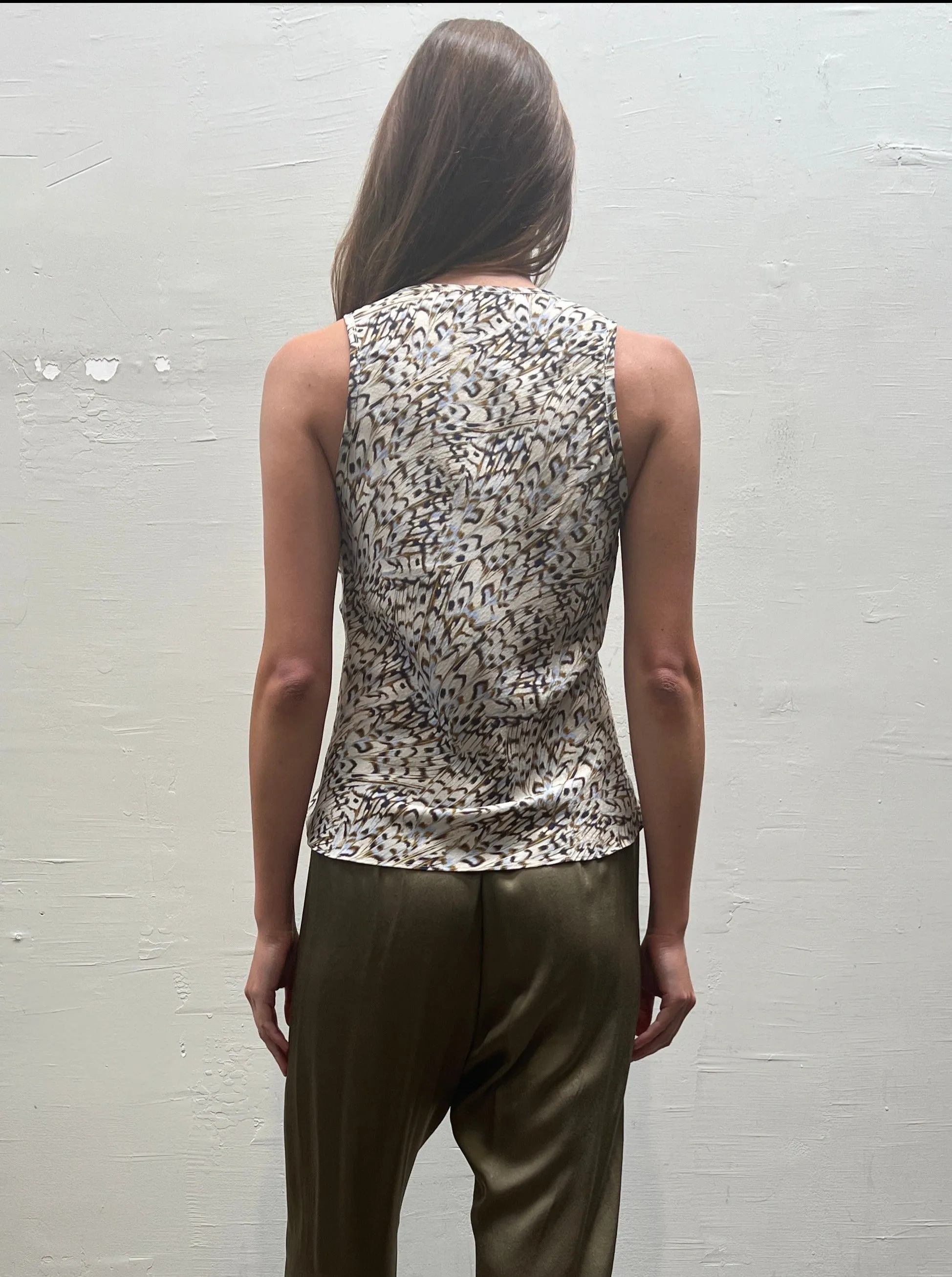Tate Tank in Silk - Khaki Feather *Final Sale*