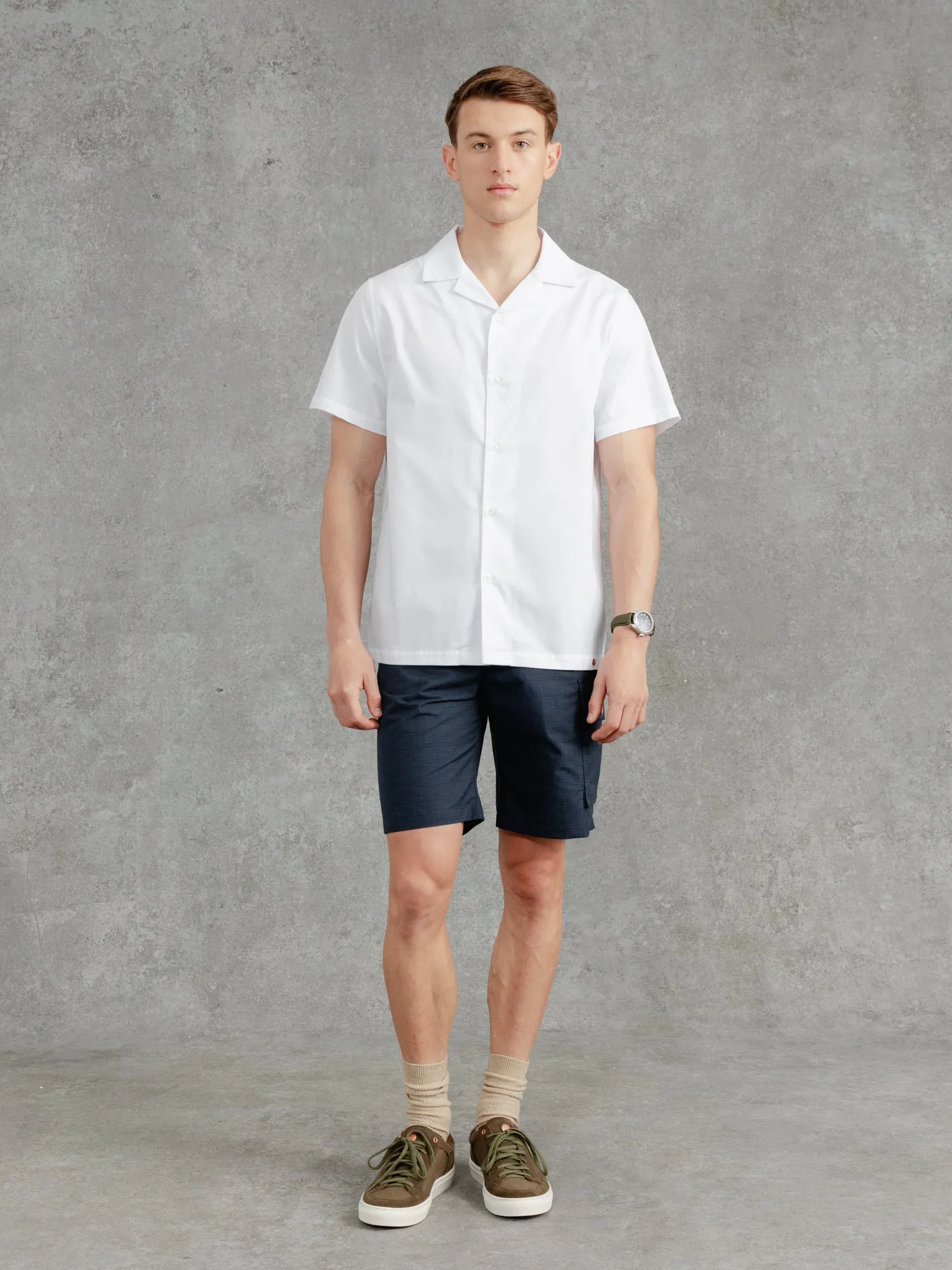 The Cotton Cuban Collar Shirt - Chalk