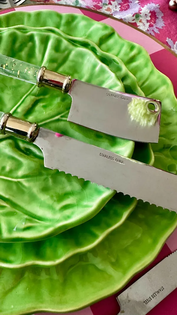 Vintage Cheese Knives, Lucite handles with gold flecks, 2 available, EACH SOLD SEPARATELY