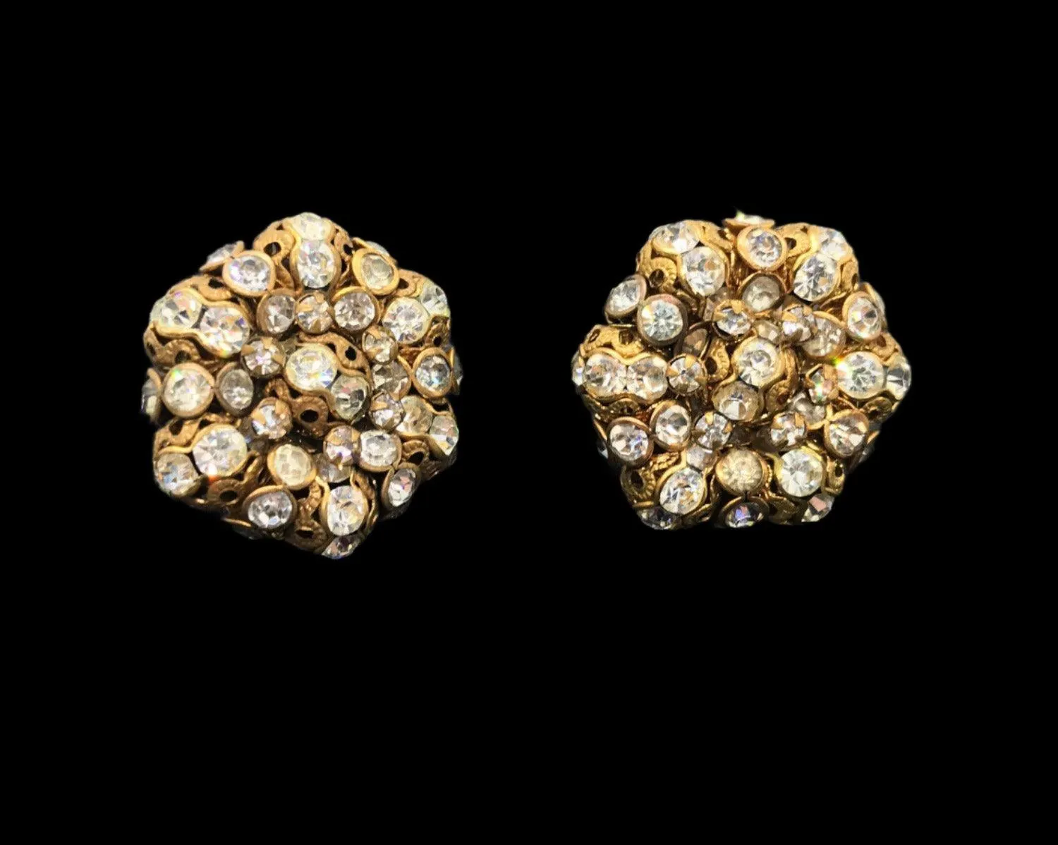 Vintage Vogue Rhinestone Cluster Clip on Earrings