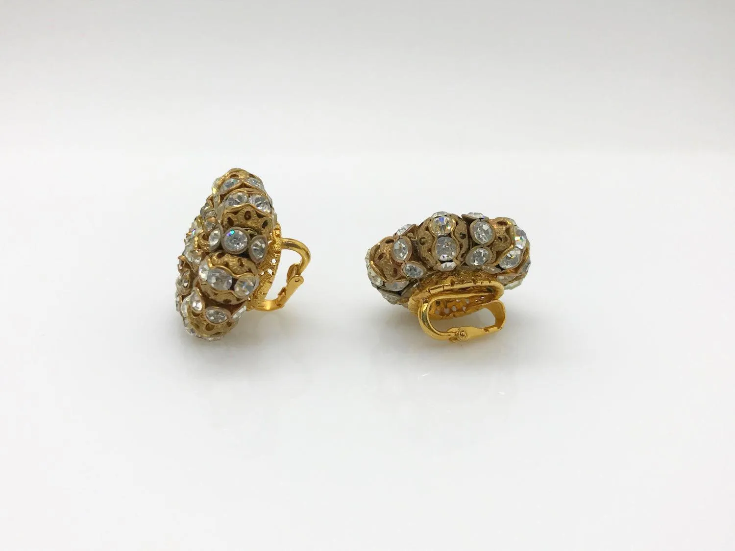 Vintage Vogue Rhinestone Cluster Clip on Earrings