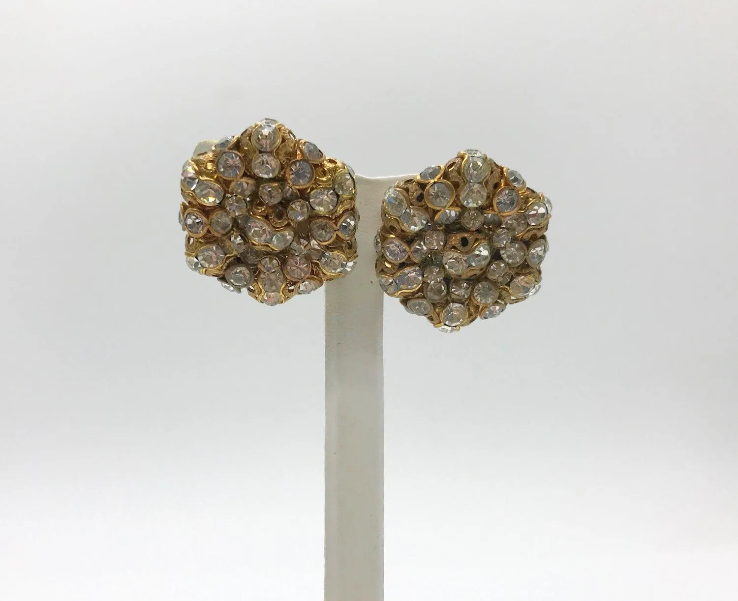 Vintage Vogue Rhinestone Cluster Clip on Earrings
