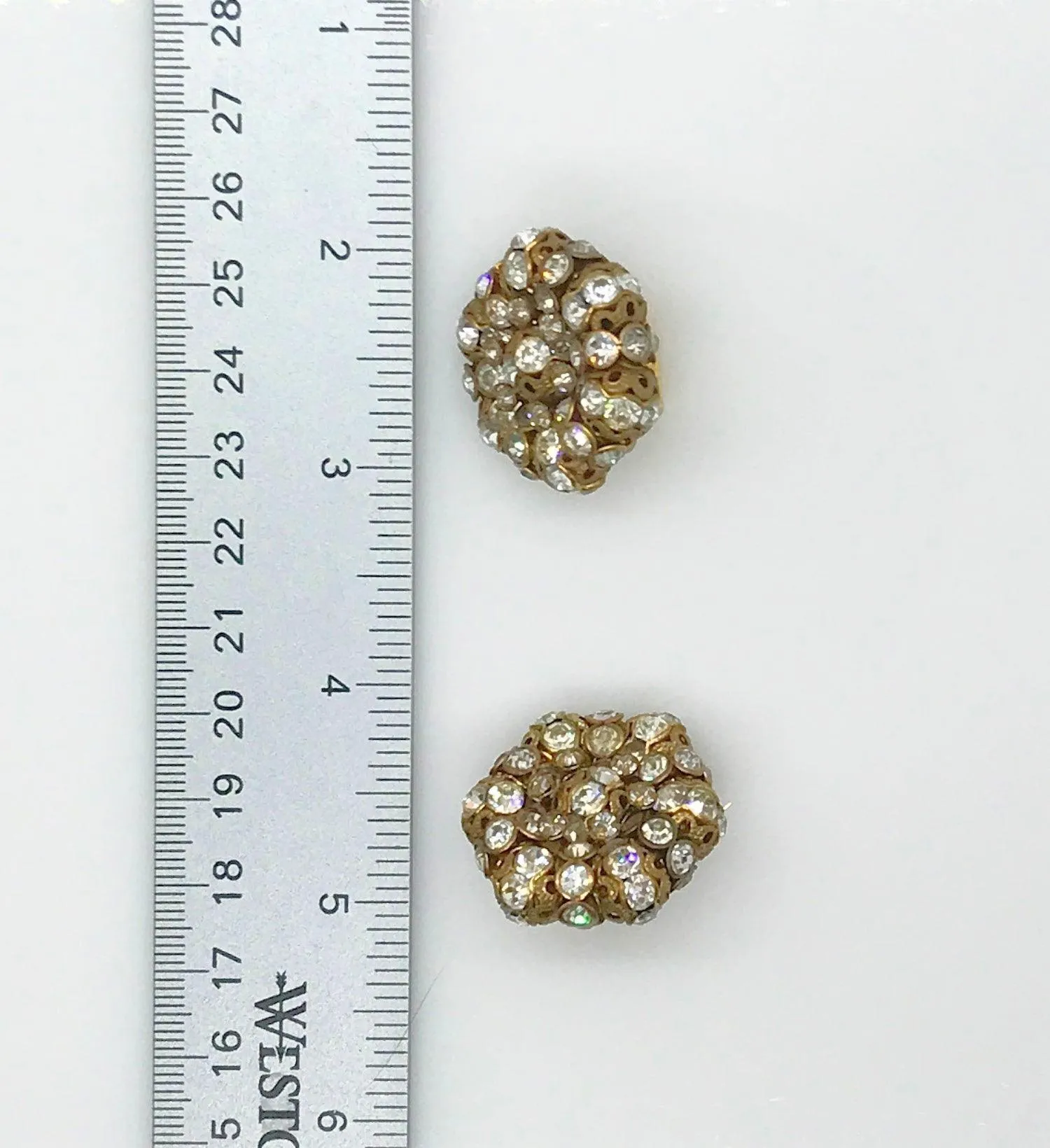 Vintage Vogue Rhinestone Cluster Clip on Earrings